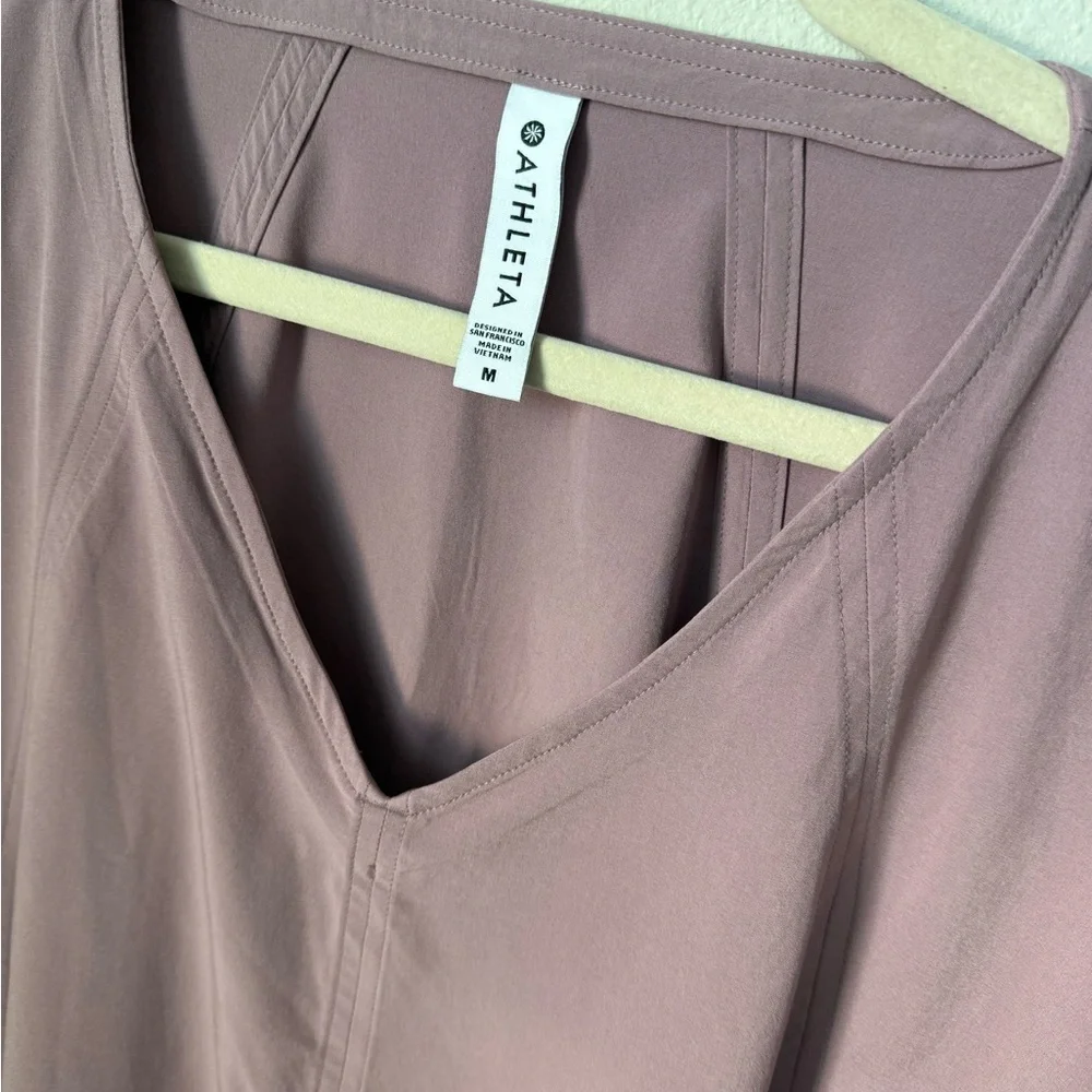 Athleta Boulevard Mauve V-Neck Short Sleeve Tee - Picture 3 of 6